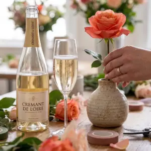Taller de centro de flores & degustación de Cremant