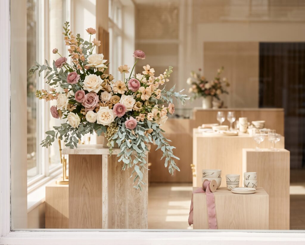 Kit floral para marcas: composición floral en escaparate